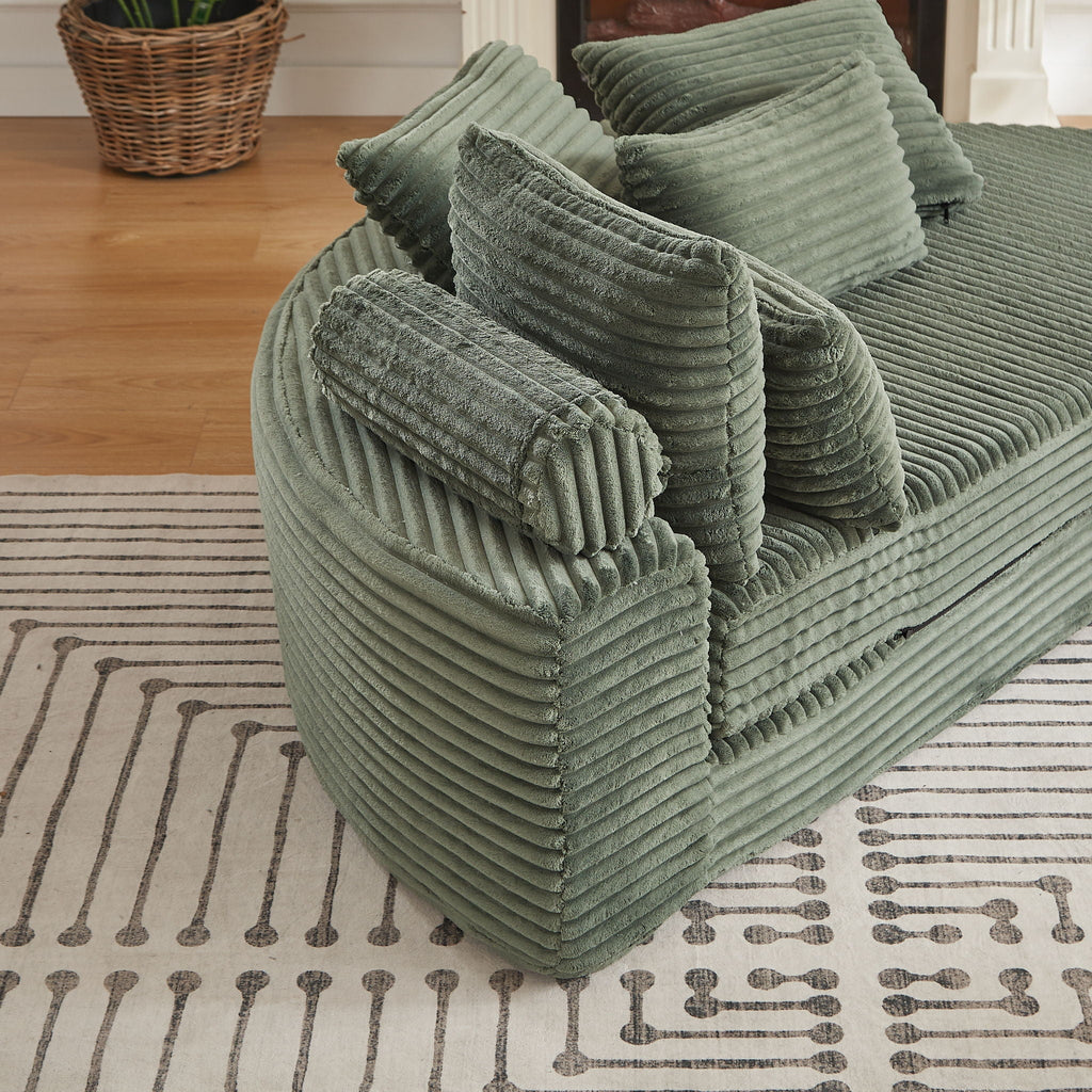 Semi Circular 2 In 1 Sofa Bed with Neck Pillow - Beige, Black, or Dark Green