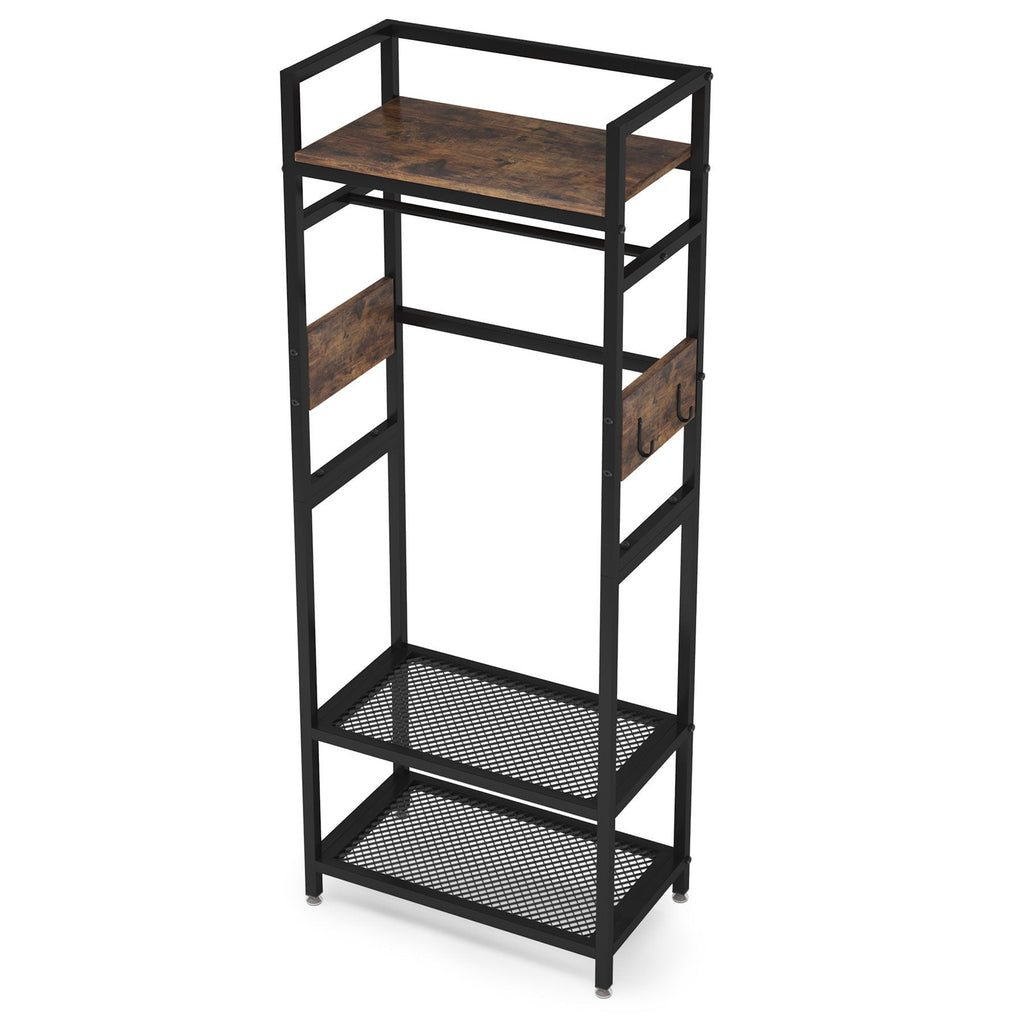 Heavy Duty Freestanding Closet Organizer with Hanging Rod - Brown & Black