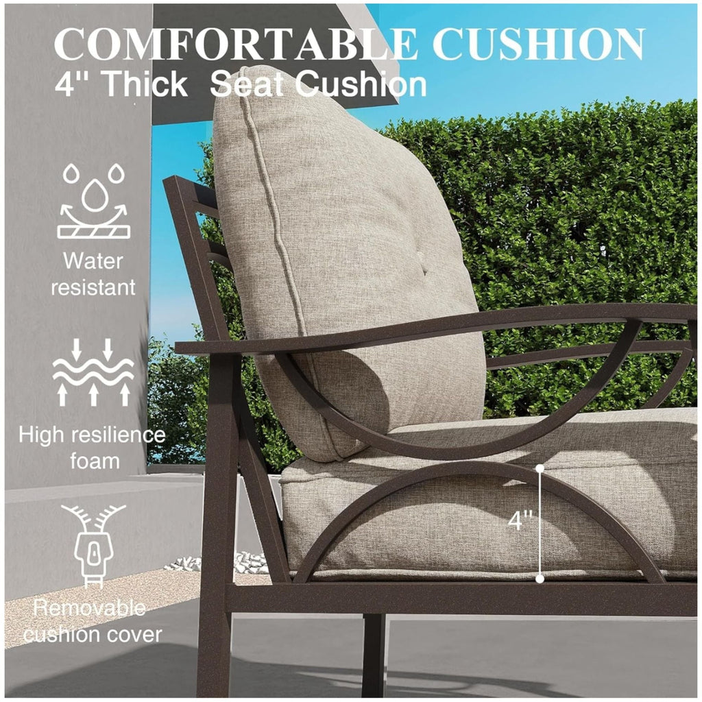 All-Weather Armchairs with Cushions, Modern Sculptural Design – Beige or Dark Gray