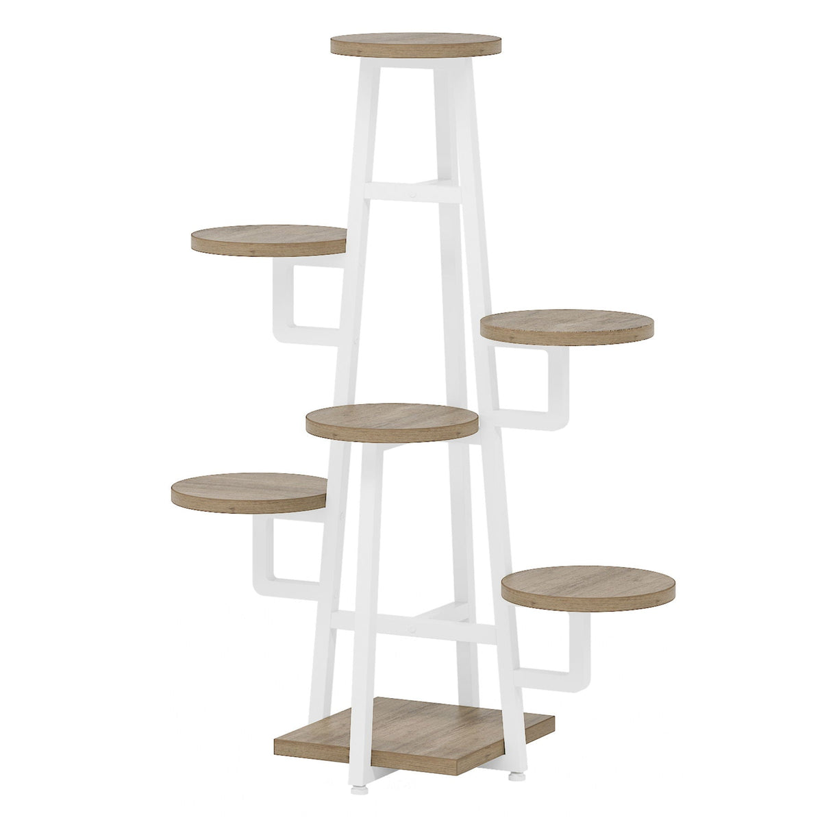 7 Tier Corner Plant Shelf with High Low Design - Dark Brown or White