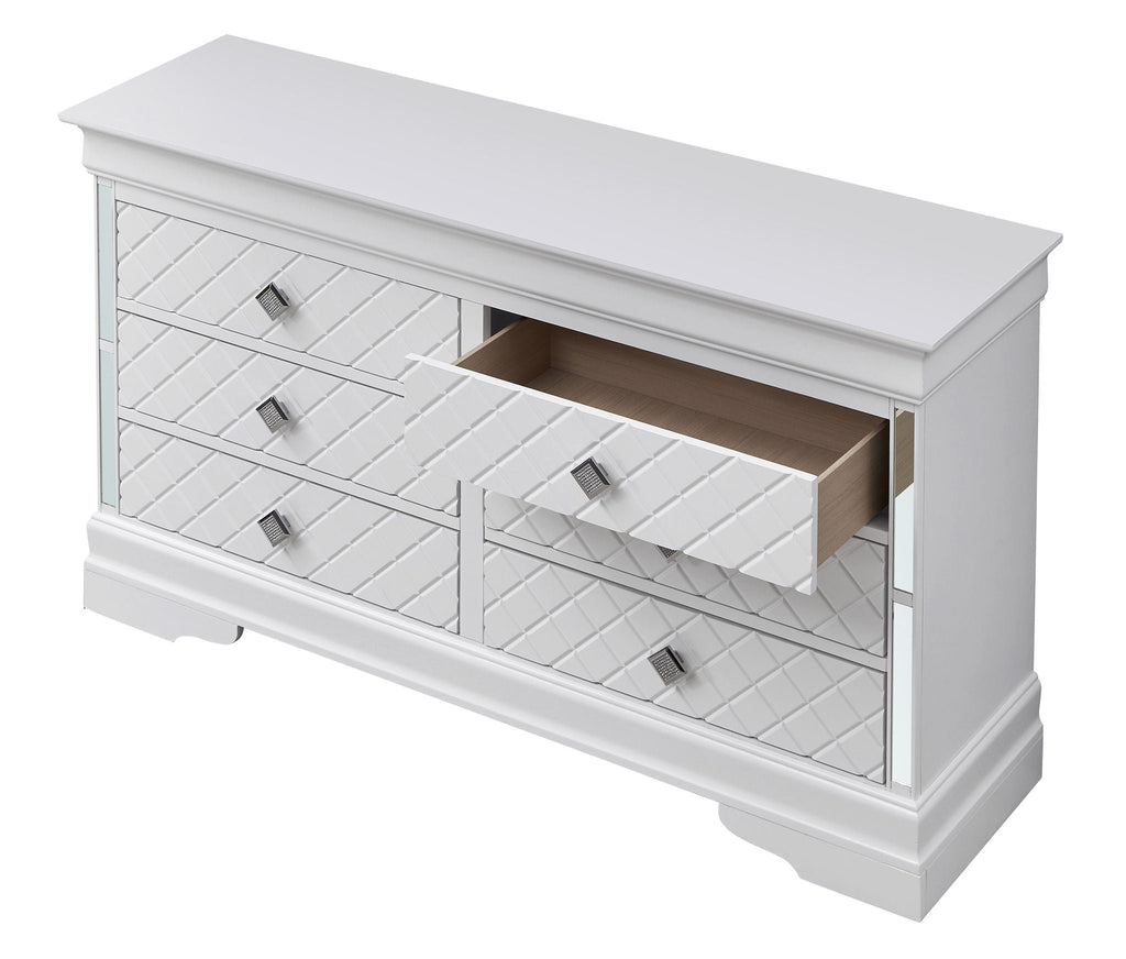 Silver Champagne Dresser with Embossed X Design - Verona