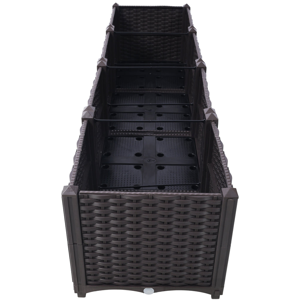 Deep Raised Garden Bed Plastic Planter Box with Self-Watering System - Polypropylene