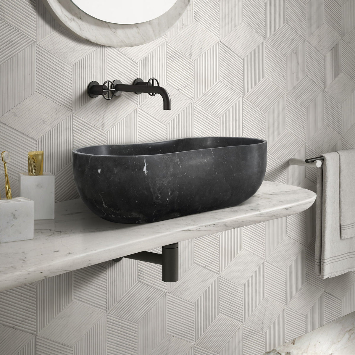Bathroom Vessel Sink With Wavy Design