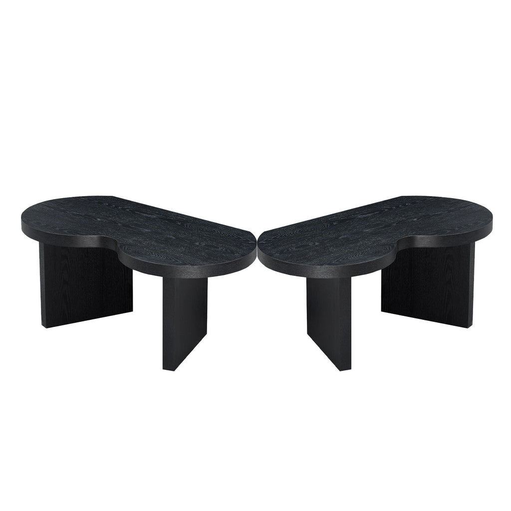 Modern Butterfly MDF Coffee Table with Unique Shape - Black