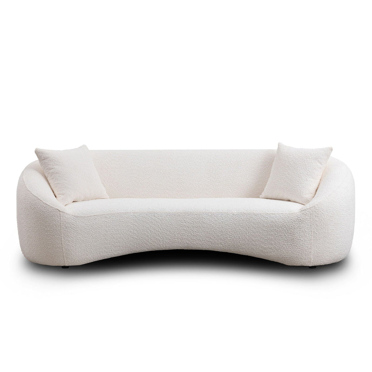 Curved 3 Seater Sofa for Living Room with Deep Seating - White