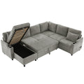 U-Shaped Sectional Sleeper Sofa with Storage & Charging Ports - Beige, Gray or Dark Gray
