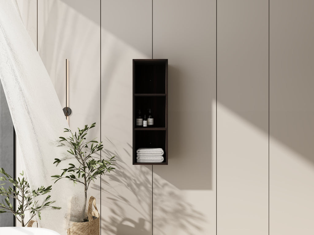 12 Inch Wall Mounted Storage Shelves with Plywood Construction - Dark Oak