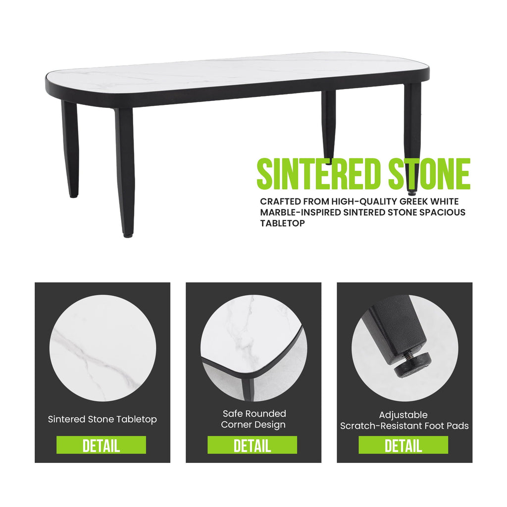 Outdoor Elegance Coffee Table with Rounded Corners – White or Black