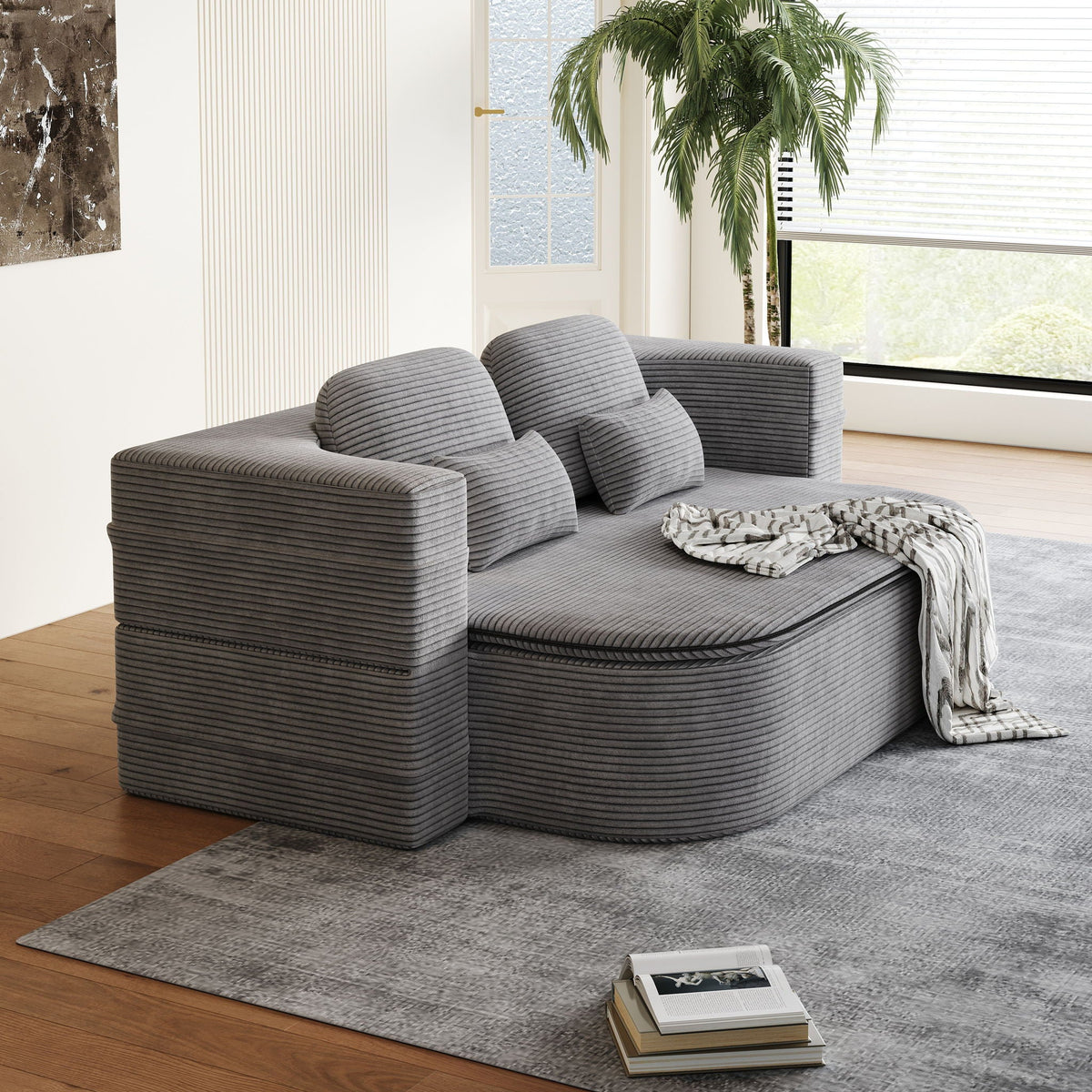 2 In 1 Foldable Sofa Bed with Multi Functional Blanket - Futon Sofa
