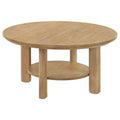 Ottowa 36-inch Round Wood Cocktail Coffee Table Light Oak