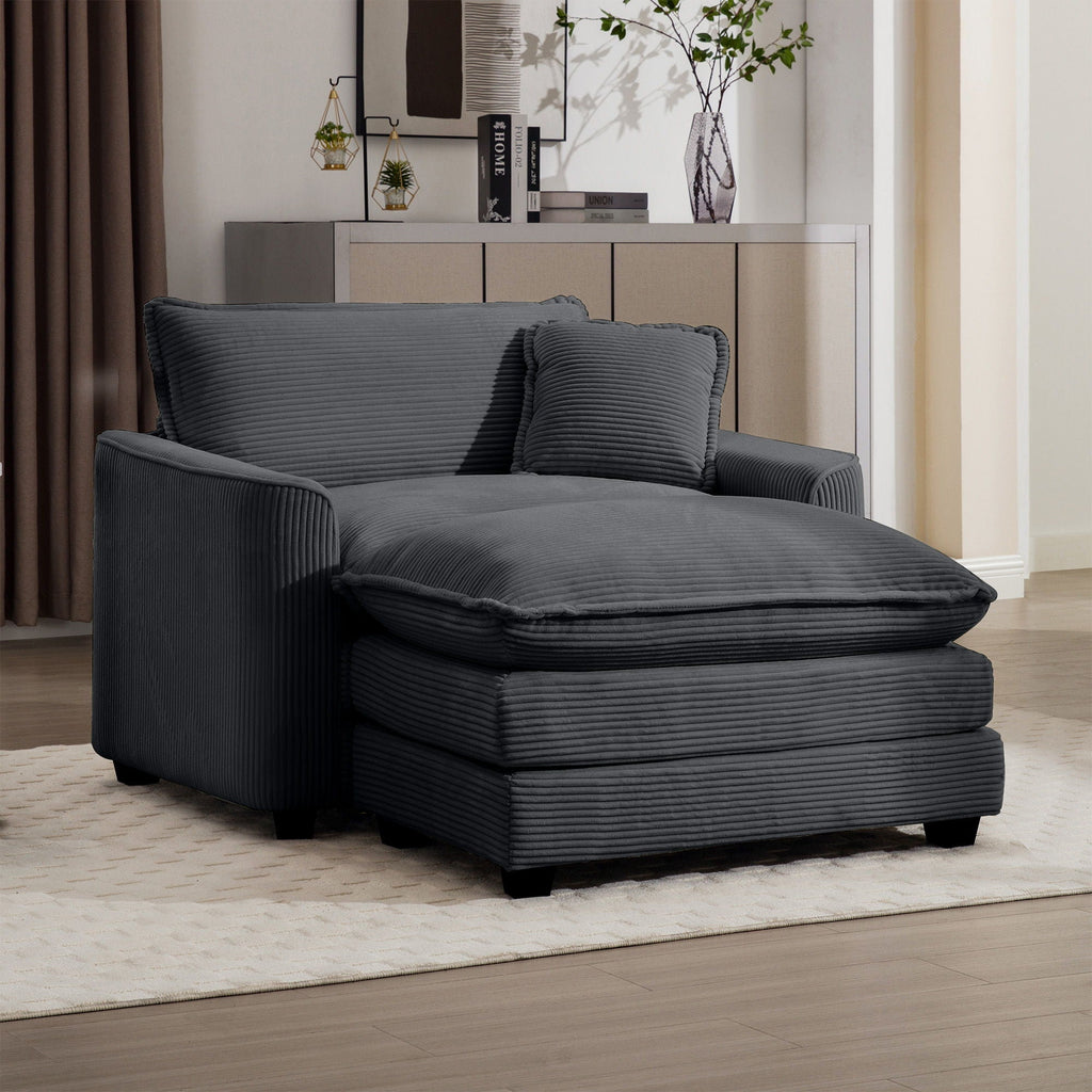 Modern Comfortable Single Chair & Ottoman with Deep Seat - Multiple Colors