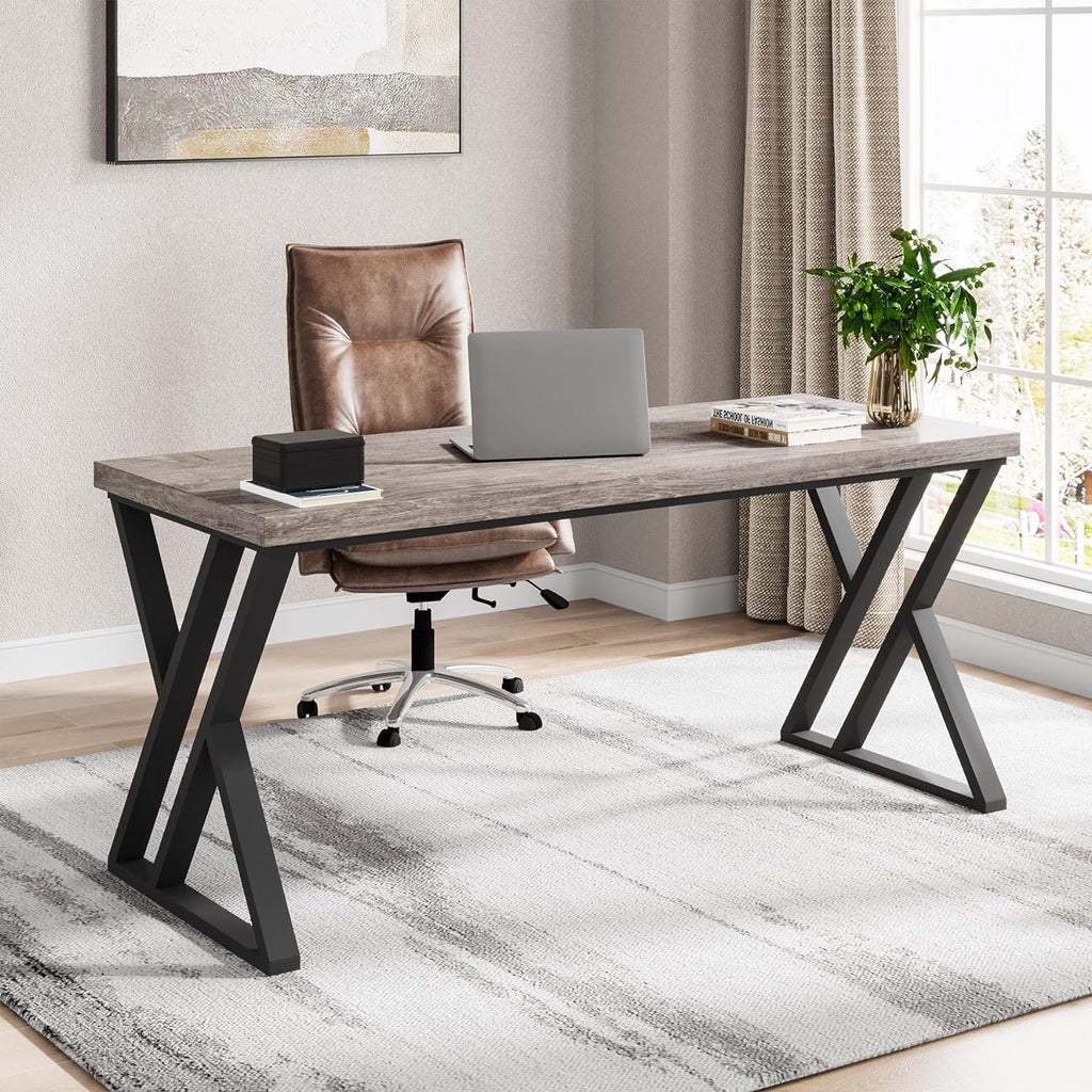 Writing Desk With Z-Shaped Legs - 55" Desktop, Steel Frame
