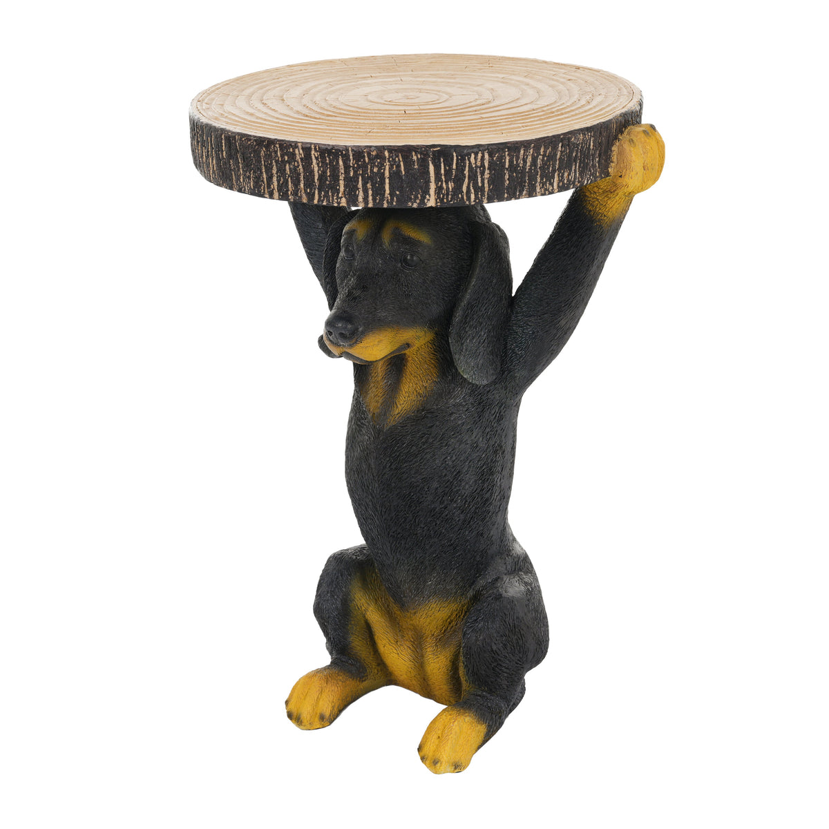 Whimsical Black Dog MGO Side Table with Weather-Resistant Finish - Black