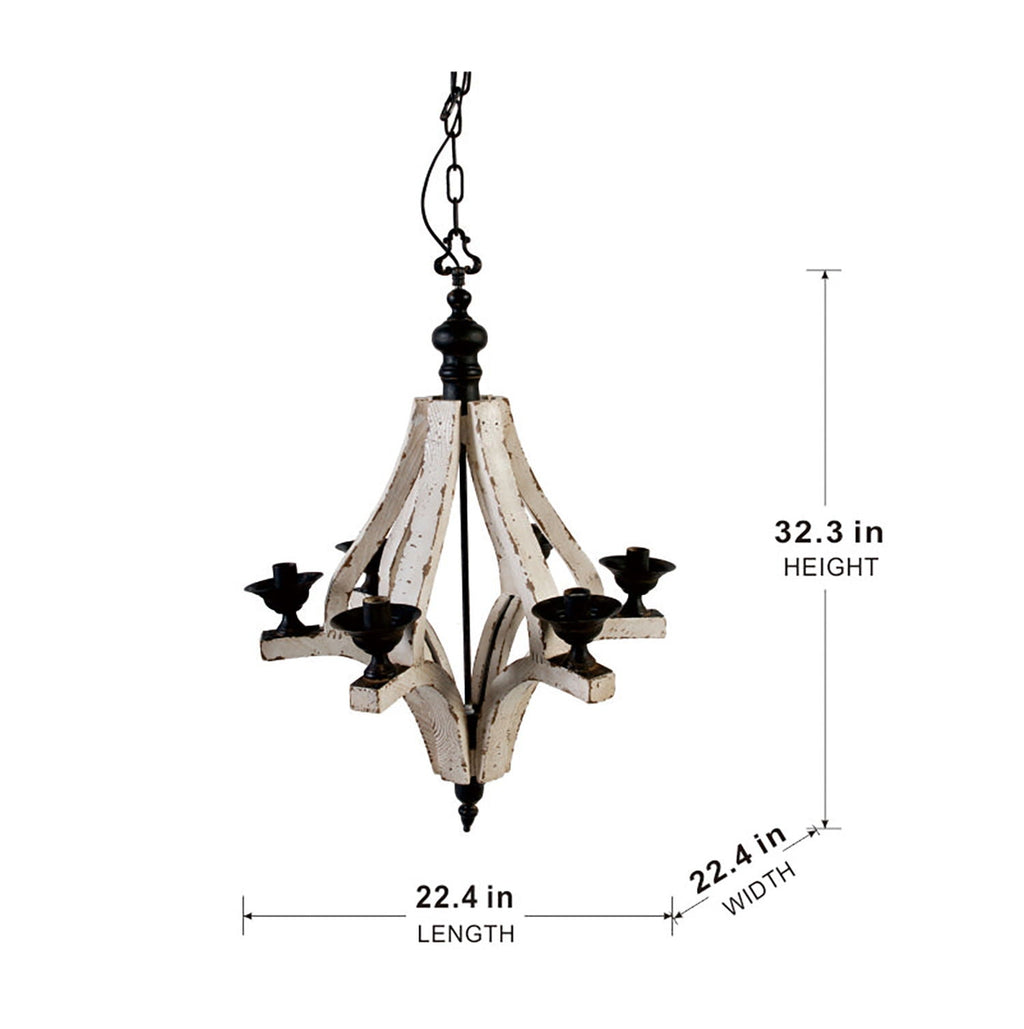 6 Light Wood Chandelier