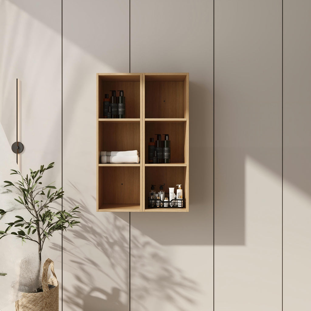 24 Inch Wall Mounted Storage Shelves with Plywood Construction - Oak