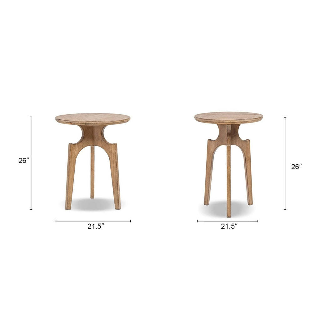 Antique Brown Round Side Table with Reclaimed Pine - Carmel