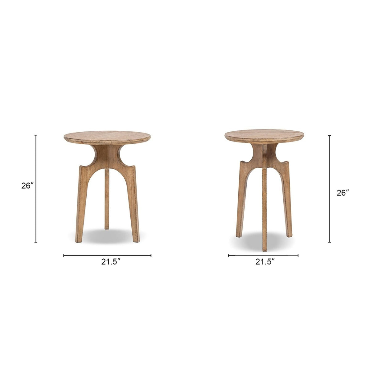 Antique Brown Round Side Table with Reclaimed Pine - Carmel