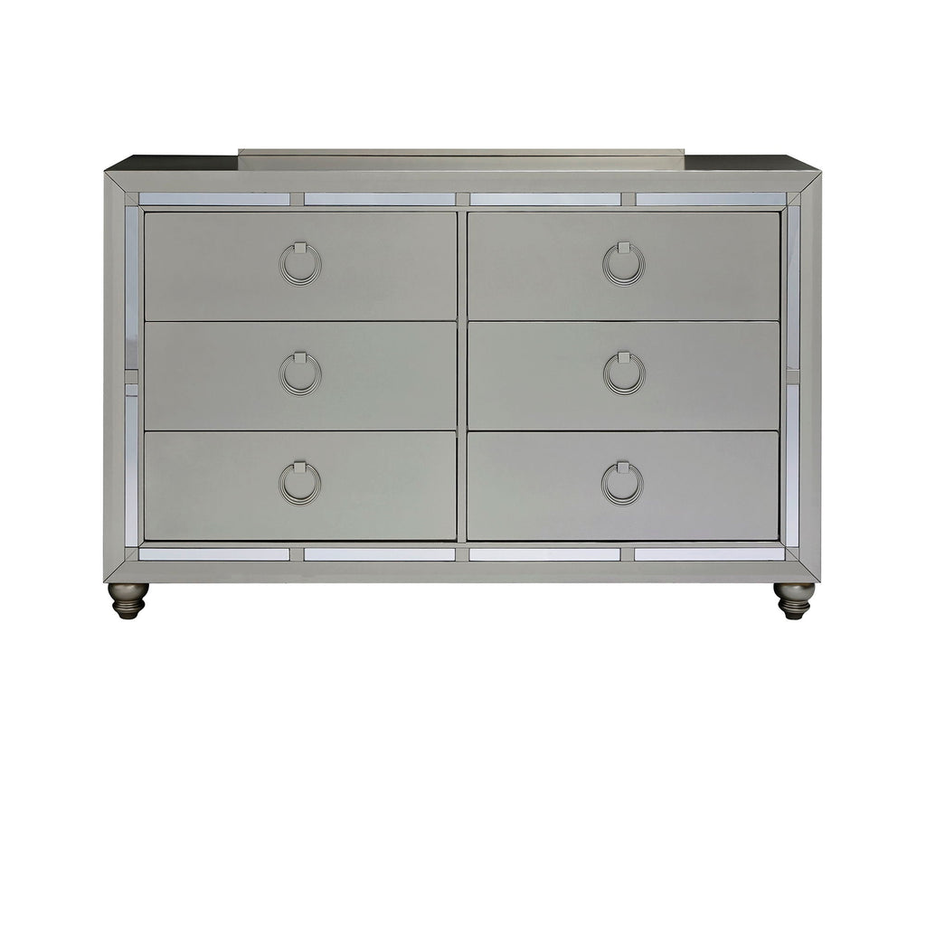 Gemstone Silver Dresser with Mirror Accents - Gemstone Silver