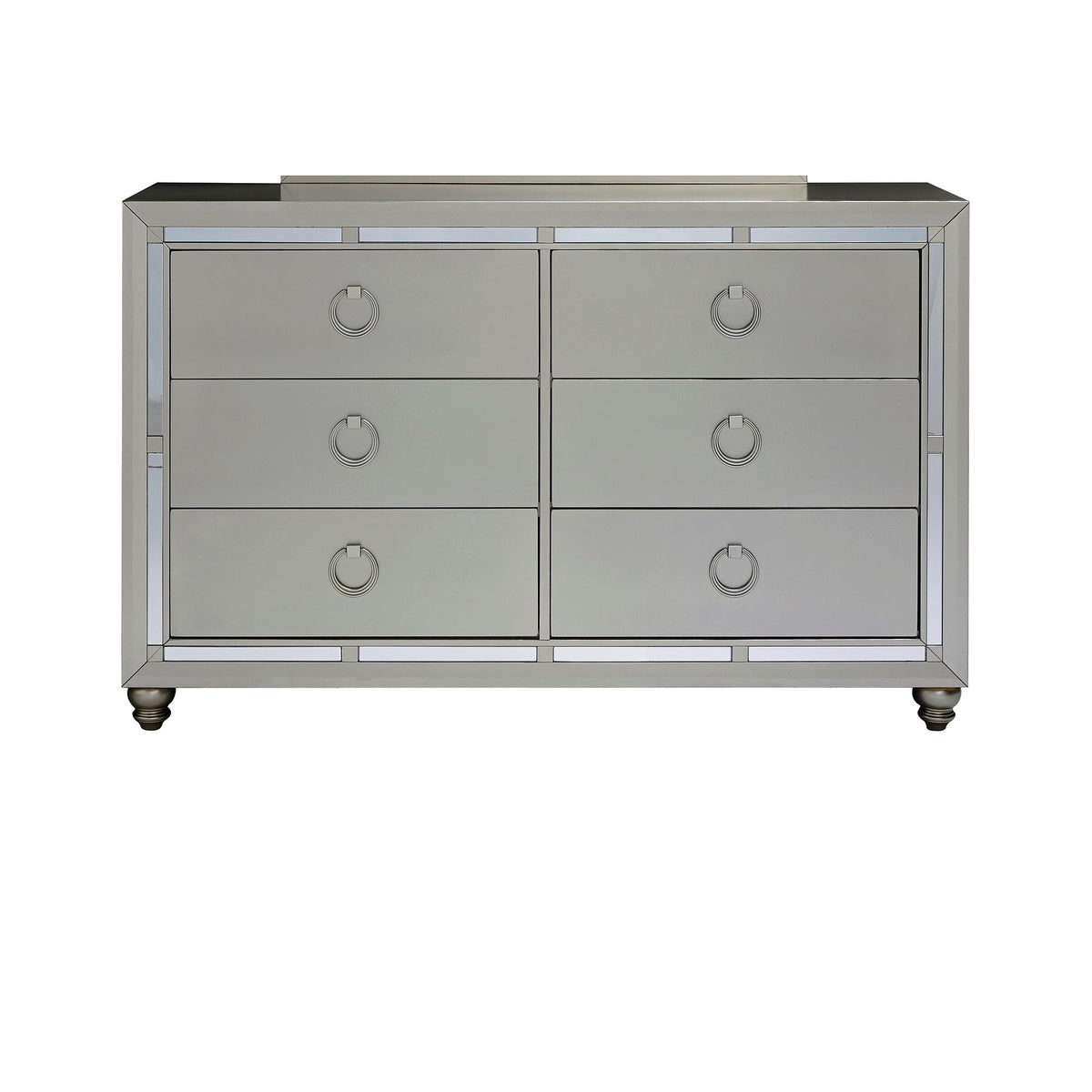 Gemstone Silver Dresser with Mirror Accents - Gemstone Silver