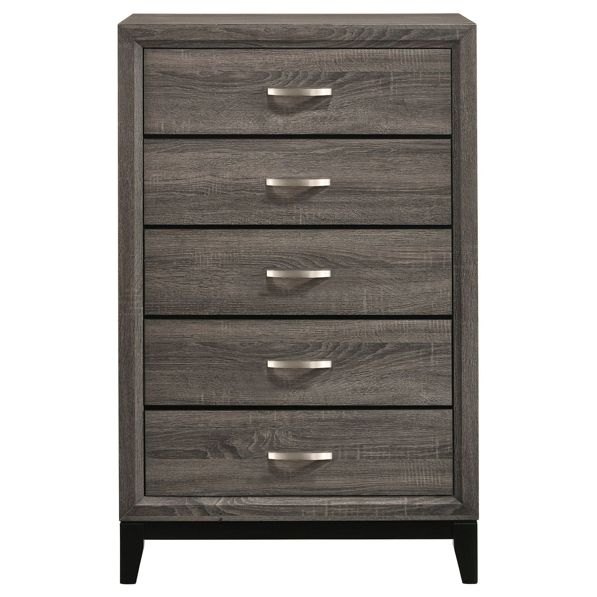 Smoke Gray 5 Drawer Chest with Solid Wood Construction - 5 Drawers