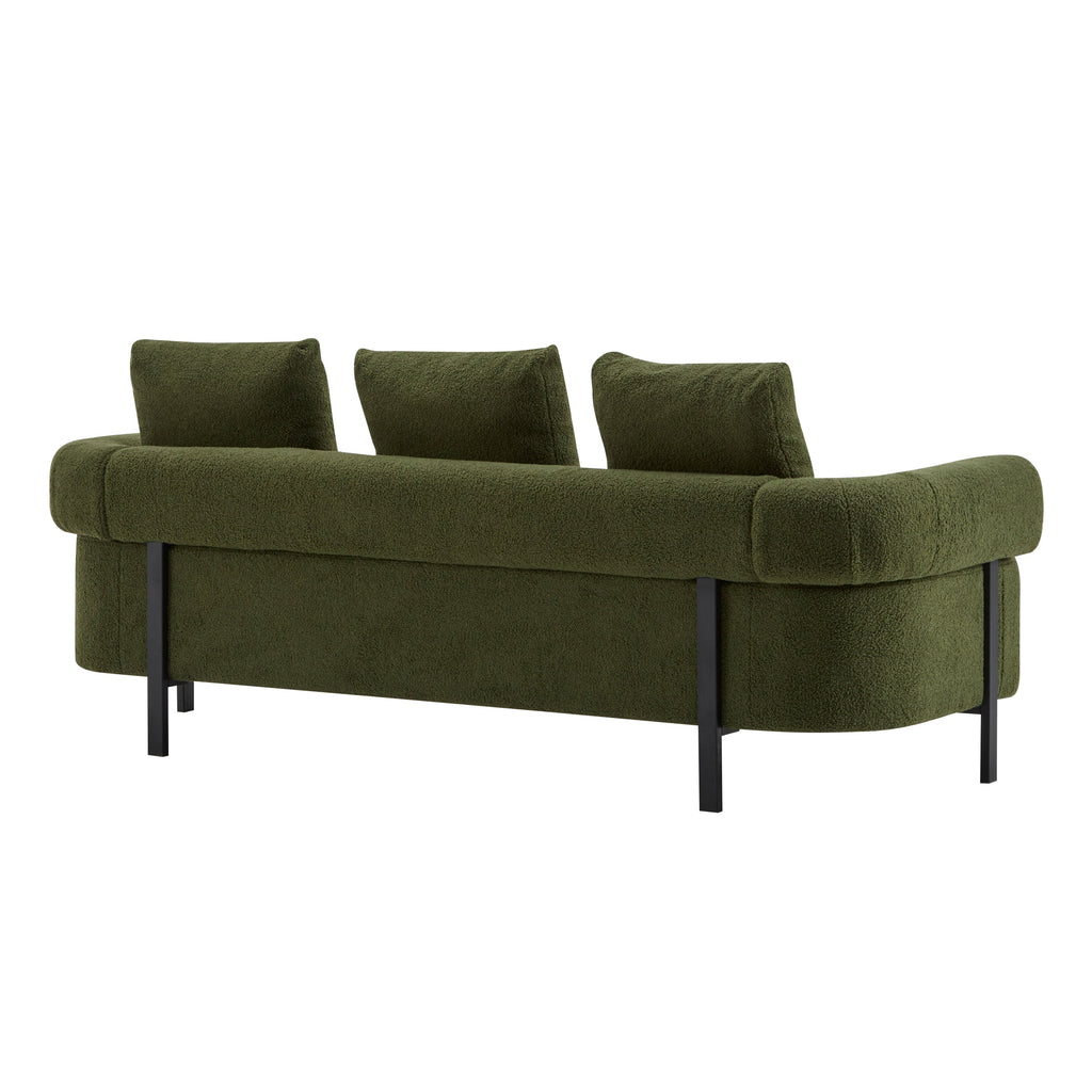 Modern 3-Seater Sofa with Plush Pillows - Green or Orange