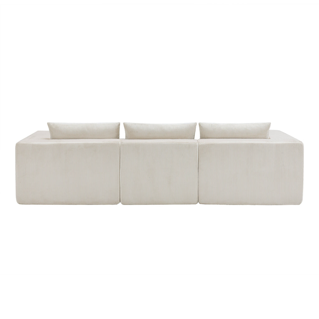 107" Compressed Sectional Sofa with High-Density Cushions - Beige