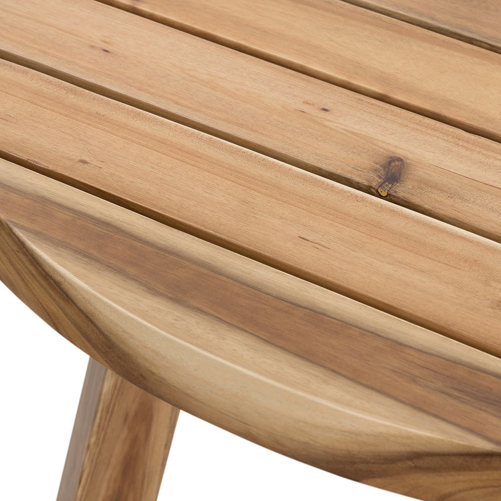Solid Wood Round Dining Table with Durable Acacia Construction - Natural Wood / Brown