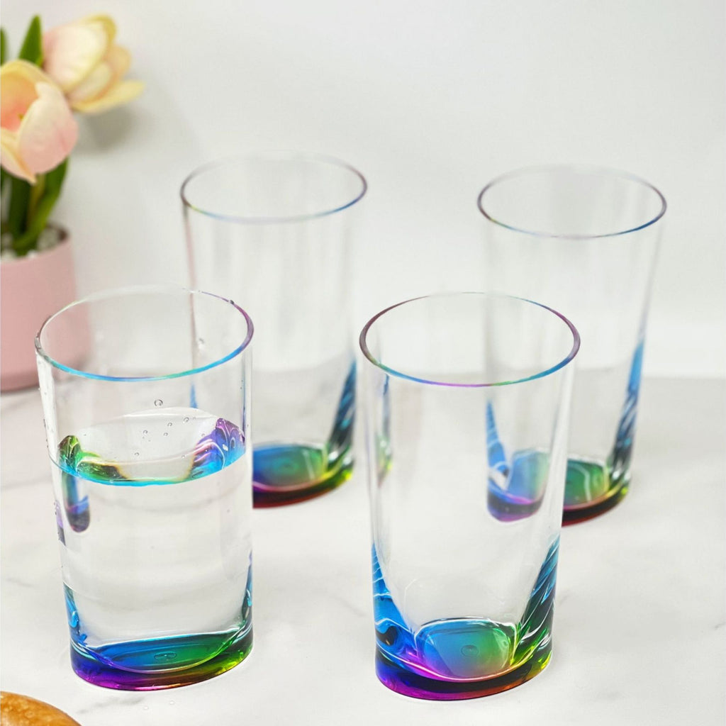 Clear Oval Halo Acrylic Hi Ball Glasses, Set of 4 – BPA-Free, 15oz