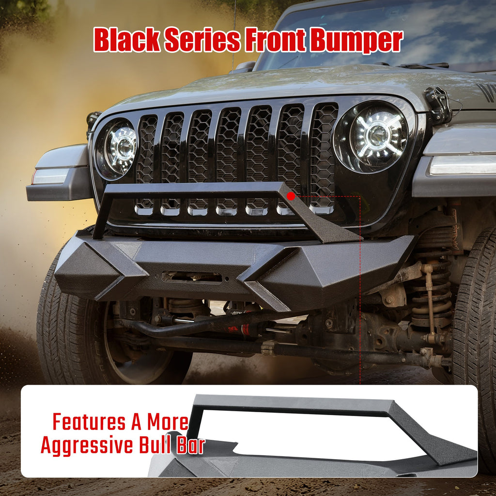 X Style Front Bumper with Winch Plate - Black