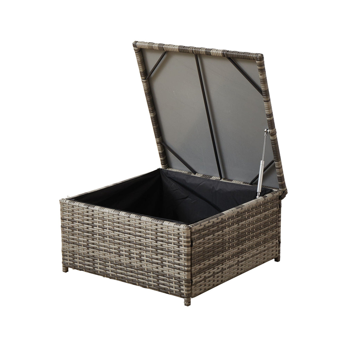 Dark Gray Patio Sofa With Cushions and Table - All-Weather Wicker