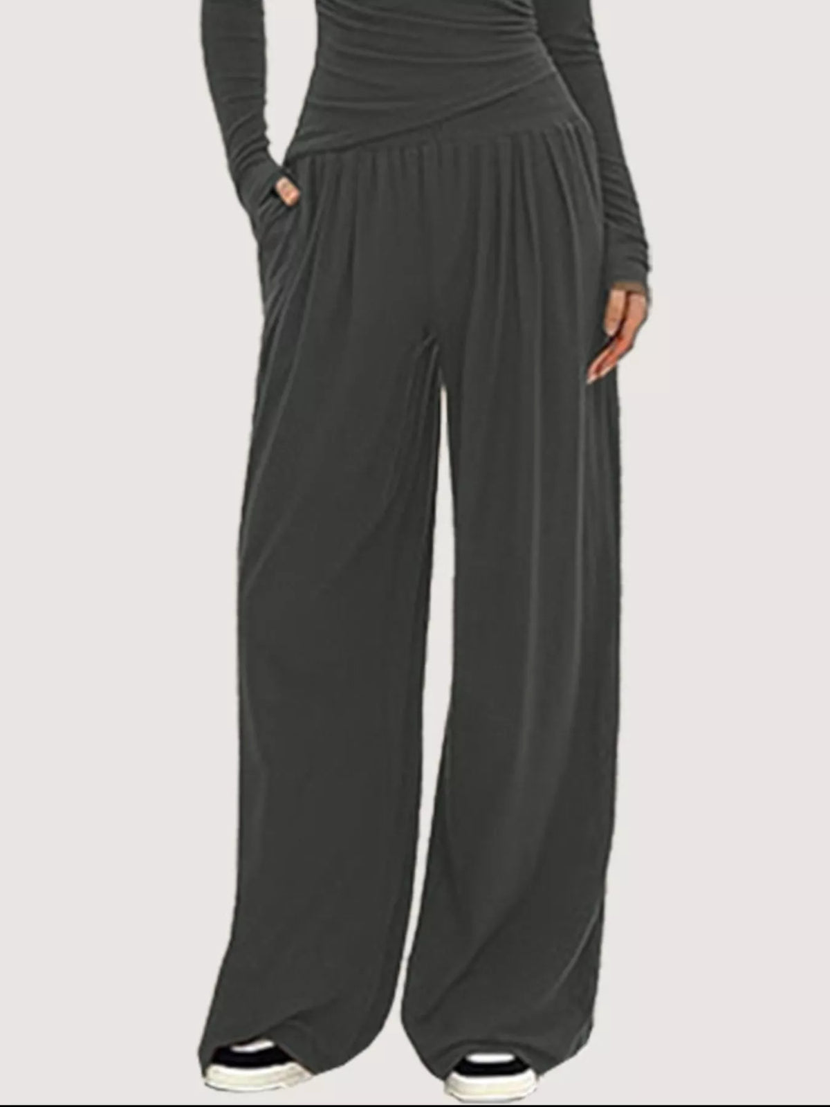Casual Long Sleeve Top and Wide Leg Pants Set