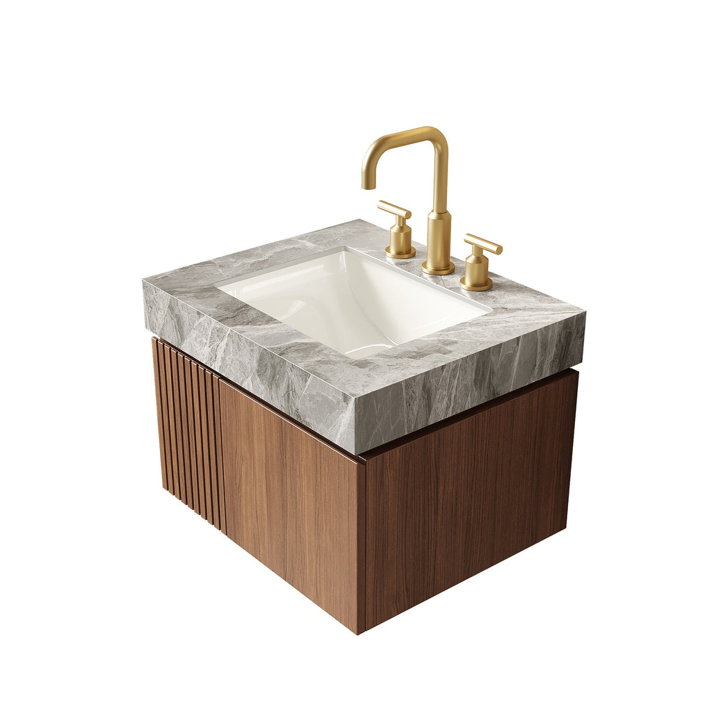 24" Muri Bathroom Vanity with Sintered Stone Countertop - Light Gray