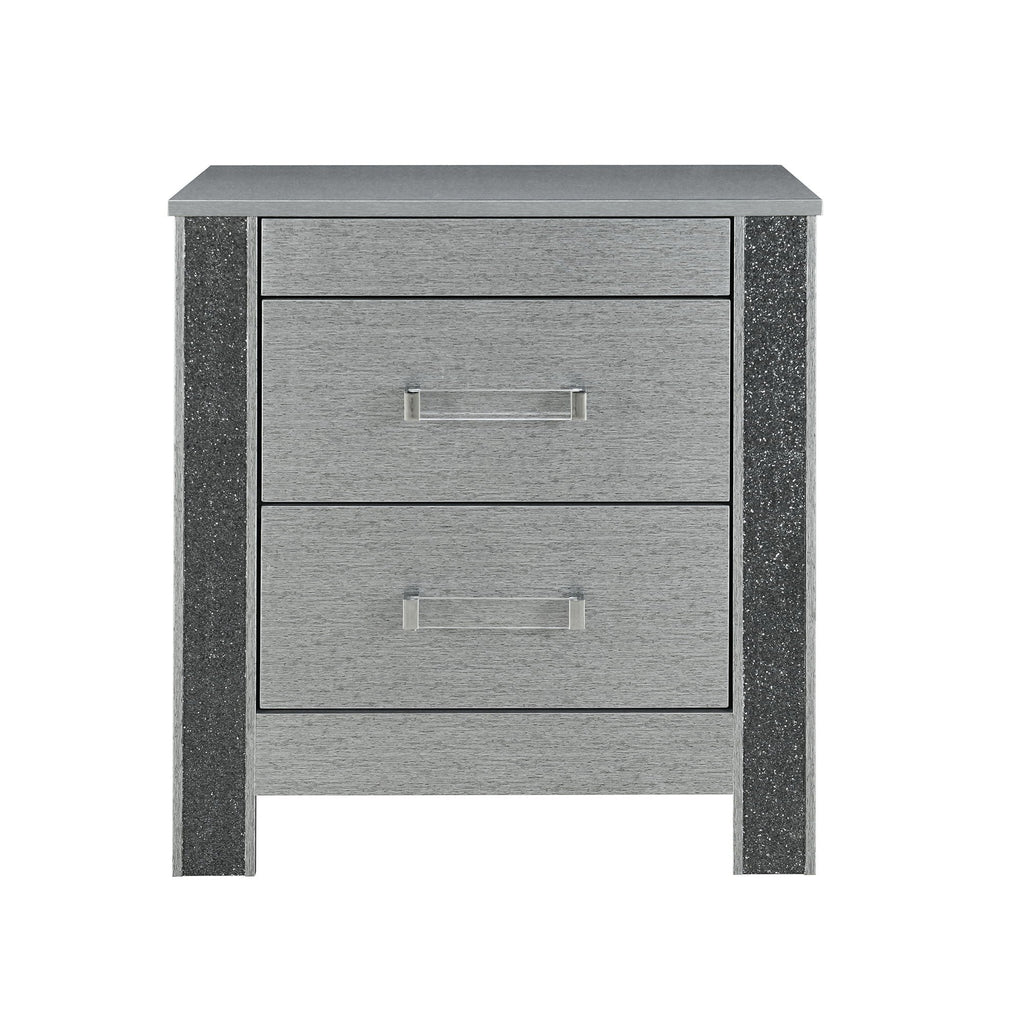 Lorenzo Nightstand with Hidden Compartment and Acrylic Handles – Silver