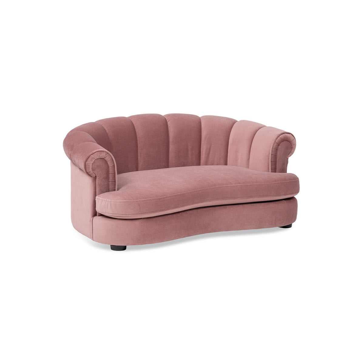 Rolled-Arm Dog Bed with Channel-Tufted Back - Ash Rose