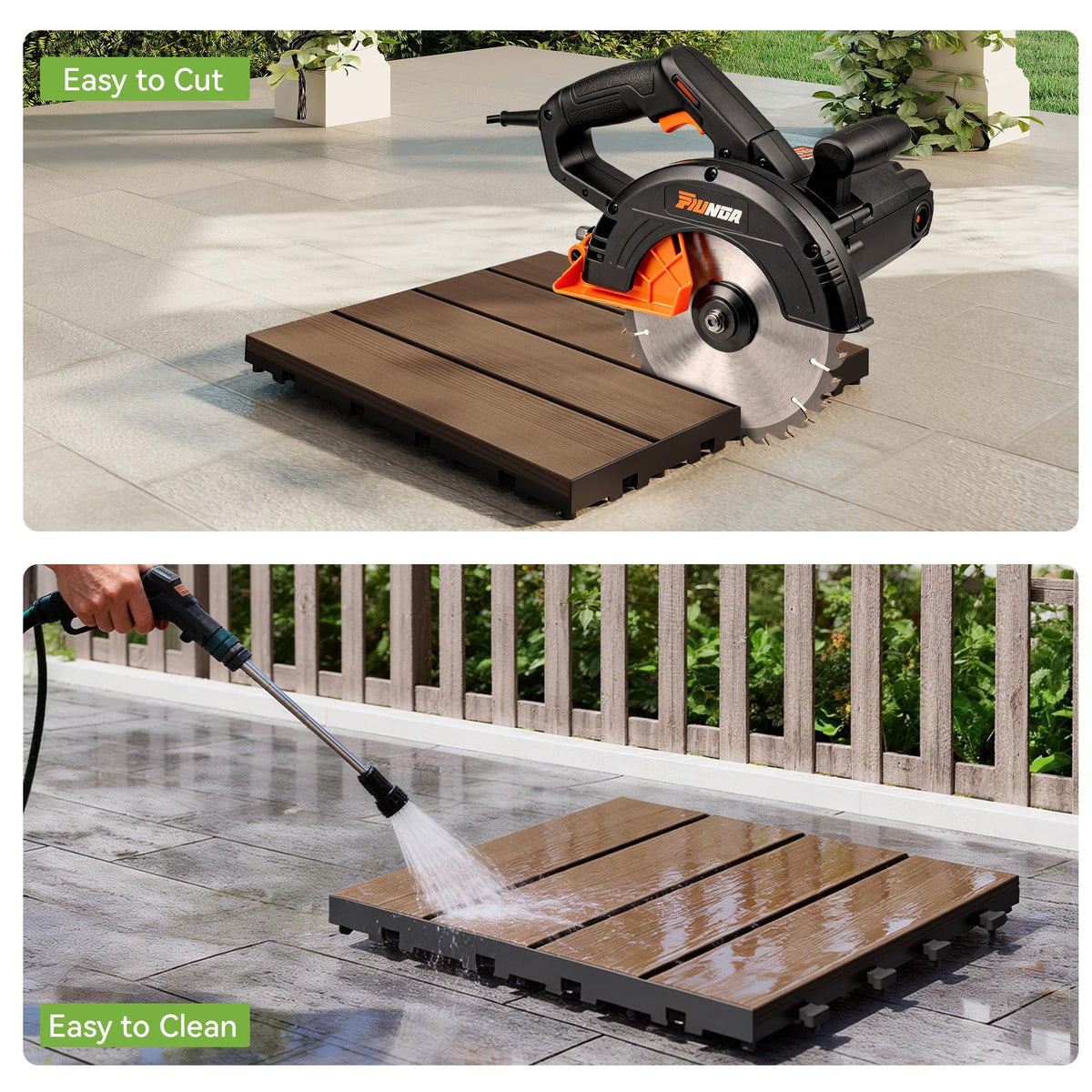 HDPE Interlocking Deck Tiles with All-Weather Durability - Dark Brown or Dark Grey