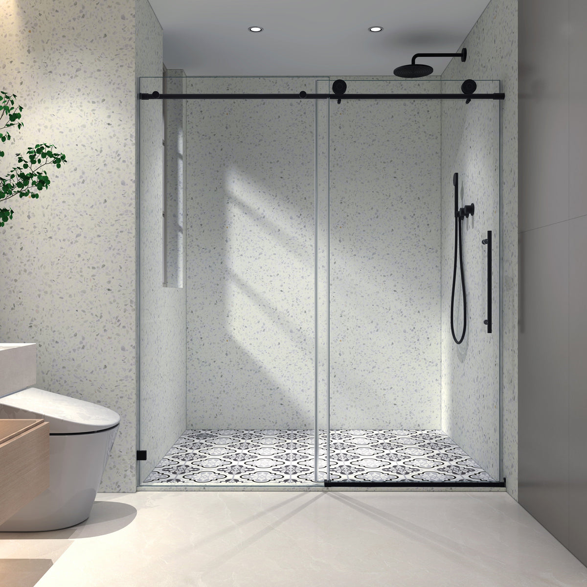 Matte Shower Door with Soft-Closing Function - Matte Black