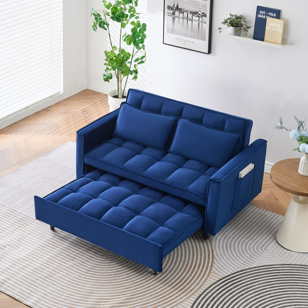 Convertible Velvet Sofa Bed with Storage Pockets - Multiple Colors