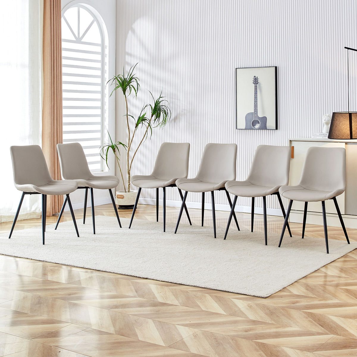Modern Medieval Cushioned Chairs with Suede Backrest - Pearl Silver, White, or Gray
