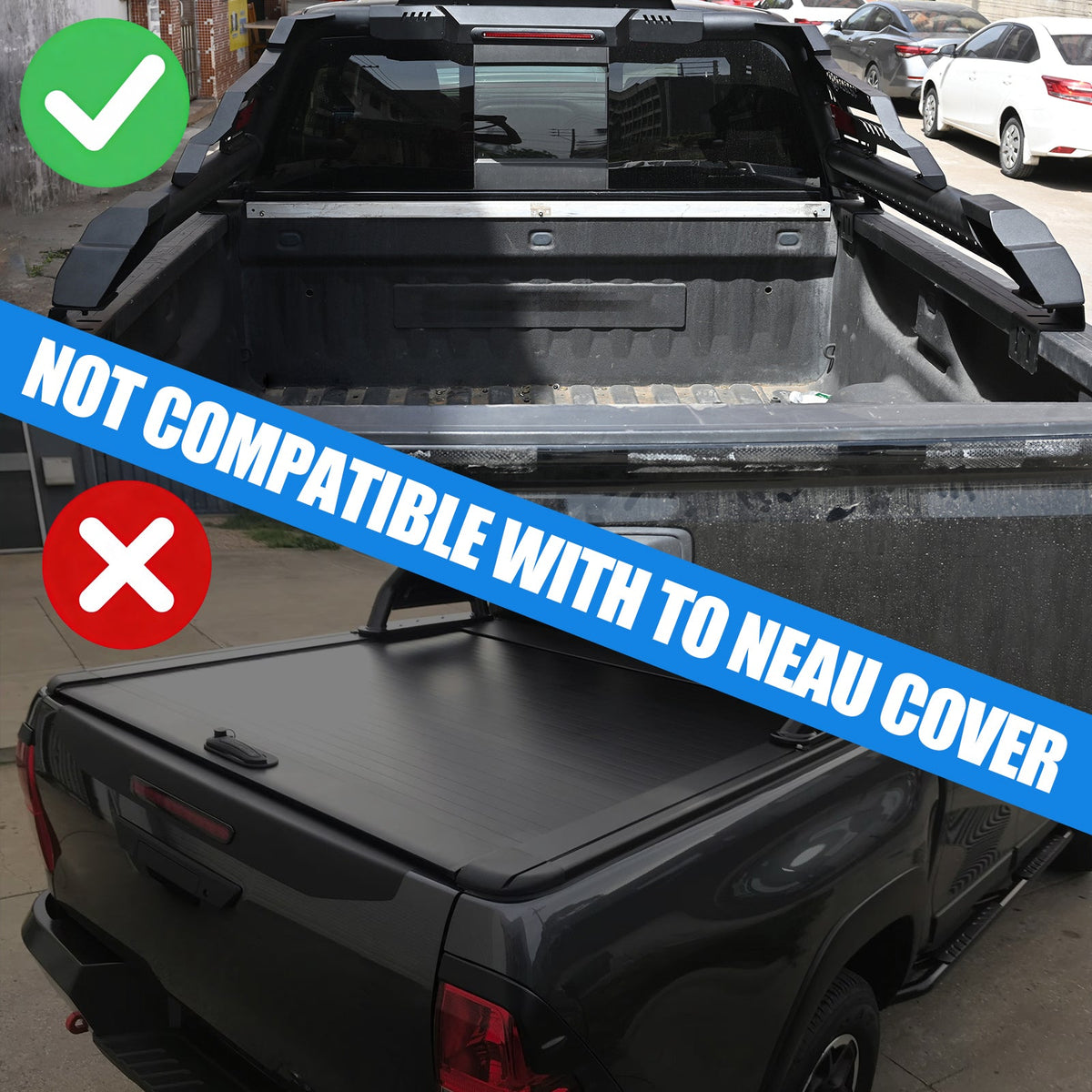 Adjustable Steel Truck Bed Roll Bar with Cargo Stability - Black