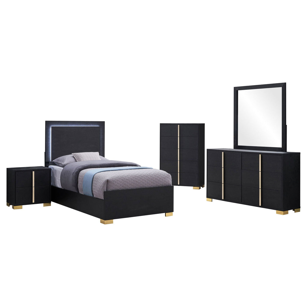 Marceline 5-piece Twin Bedroom Set Black