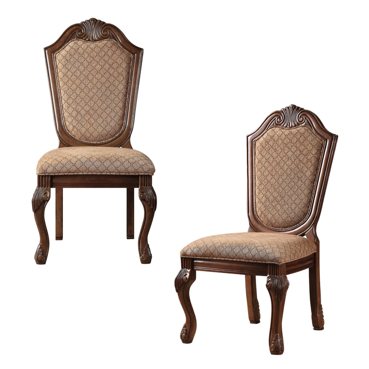 Chateau De Ville Side Chair Set of 2 with Fabric Seats - Brown / Cherry