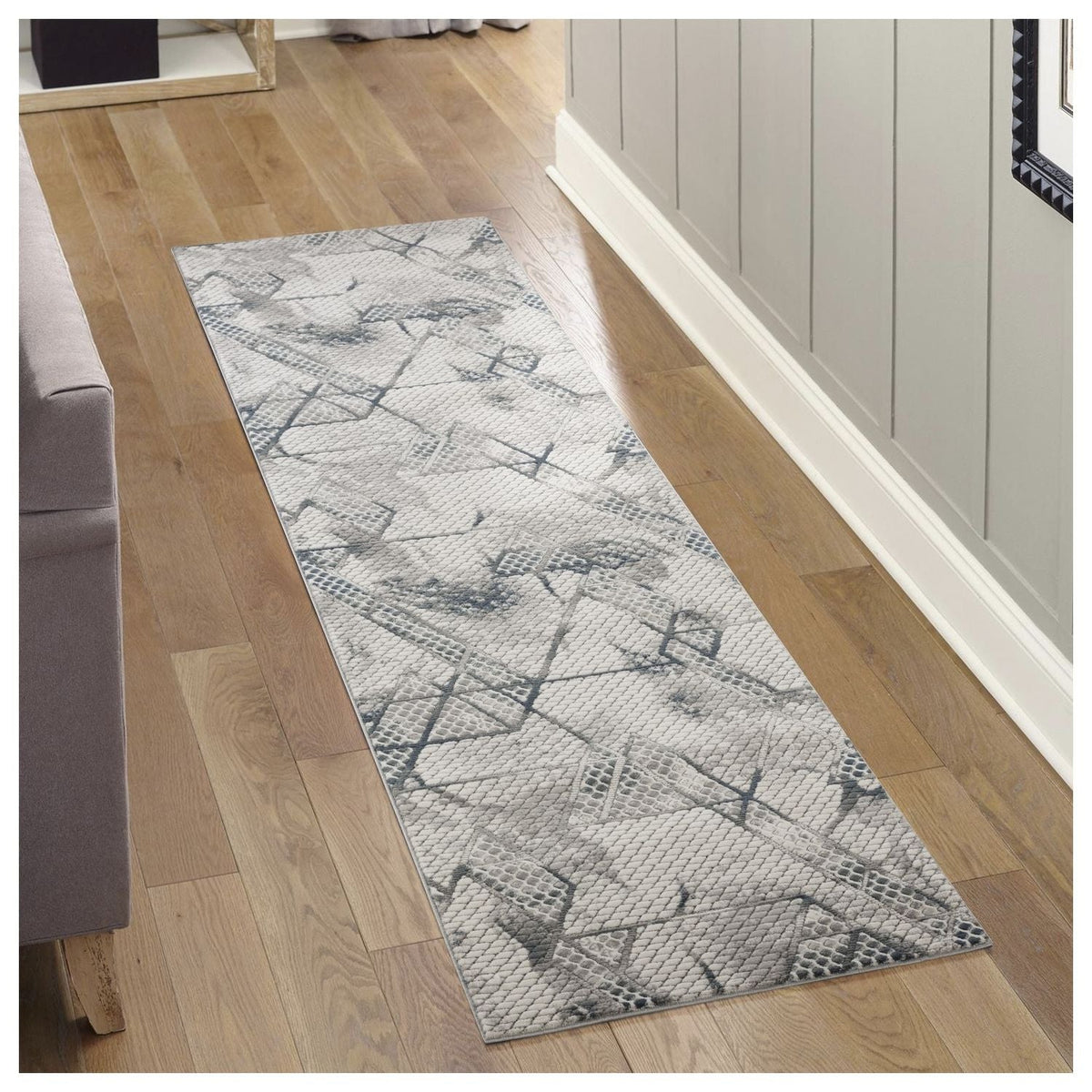 Geometric Effect Area Rug with 3D Texture - Gray