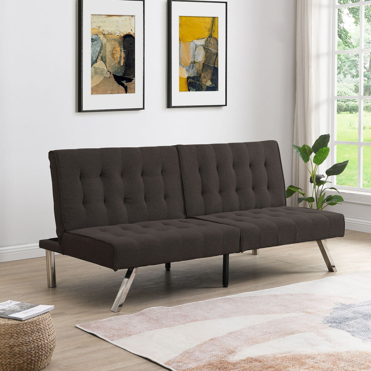 Modern Sofa Bed with Wood Frame and Stainless Legs - Multiple Colors