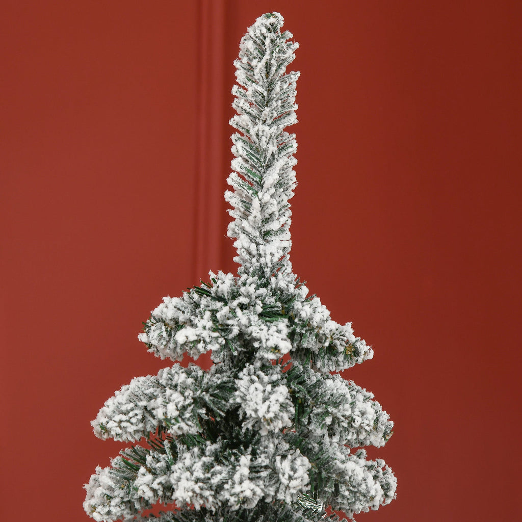 6' Snow Flocked Artificial Christmas Tree with Realistic Branches - White