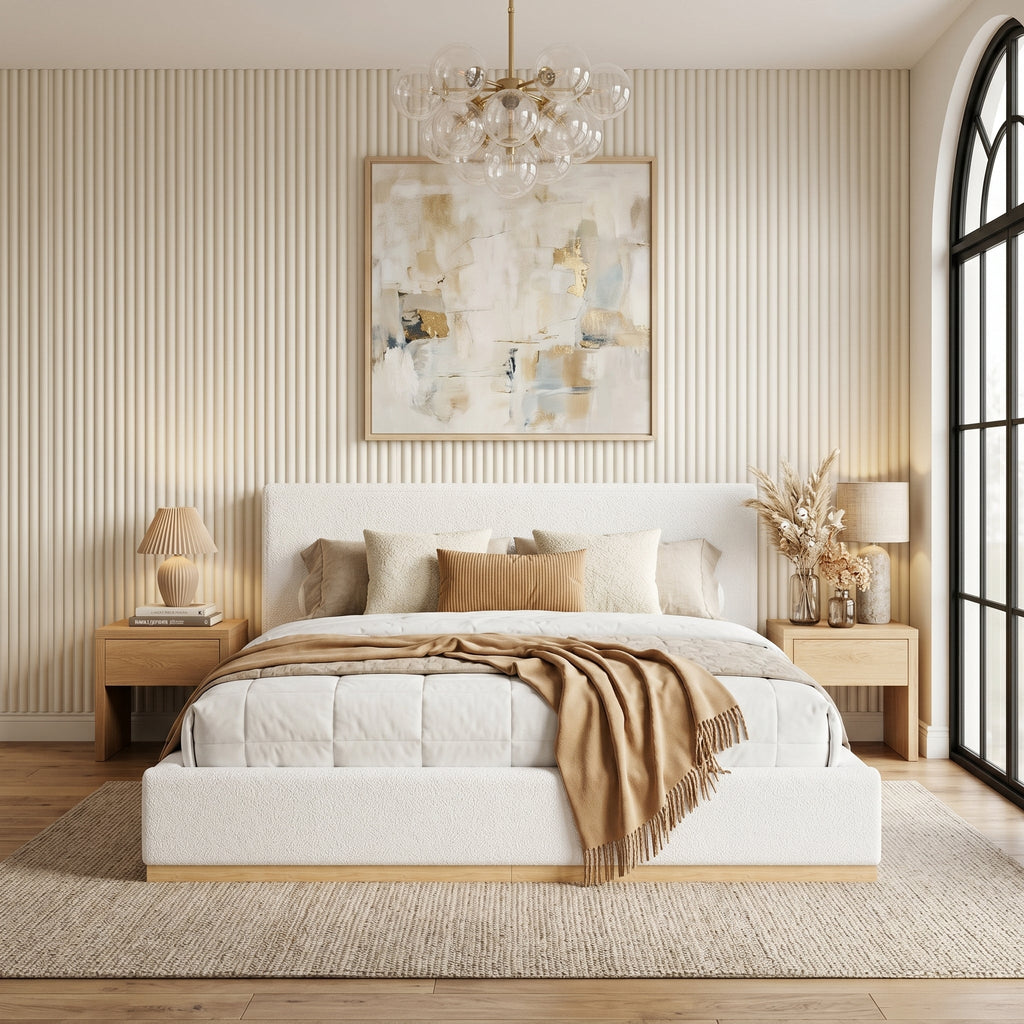 Elegant Upholstered Bed with Solid Wood Frame - Multiple Colors