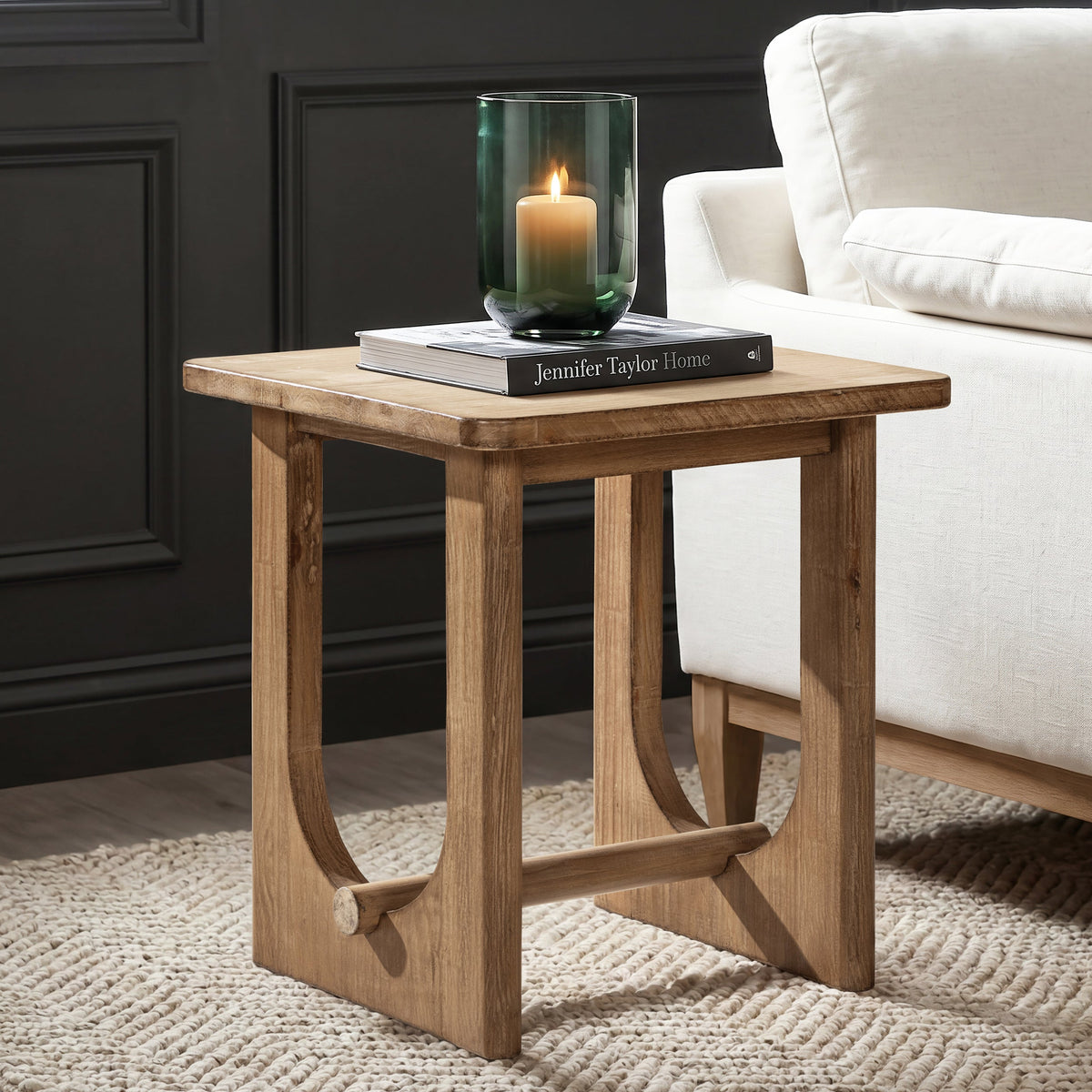 22" Square Side Table with Reclaimed Pine Wood - Antique