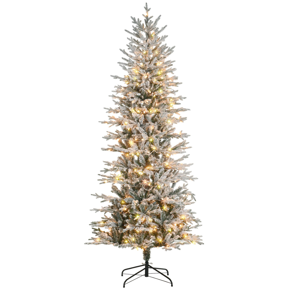 7.5ft Prelit Artificial Christmas Tree with Snow Flocked Branches - Warm Clear Lights