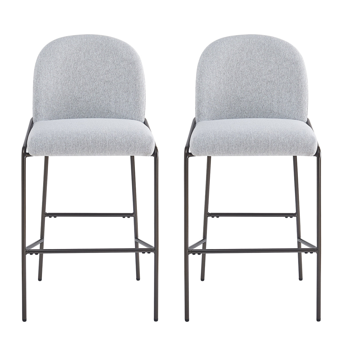 Galen Indoor Metal Upholstered Barstool with Contoured Backrest - Antique Bronze