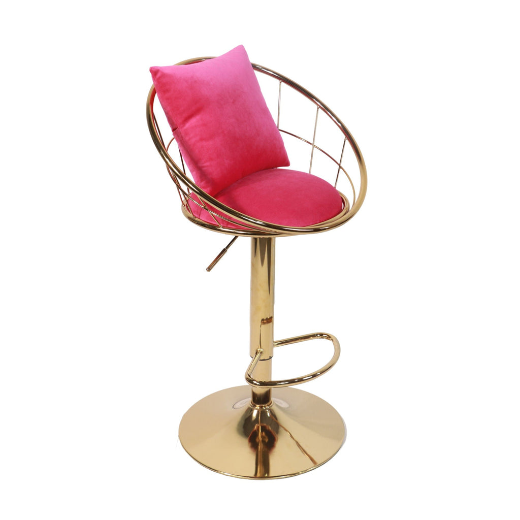 Adjustable Velvet Bar Stool Set with 360° Rotation - Multiple Colors