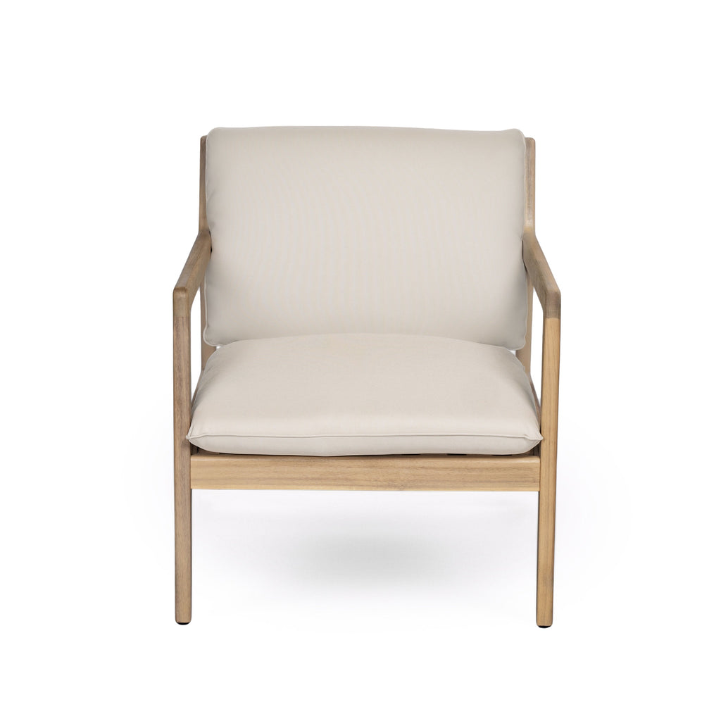 Outdoor Acacia Wood Armchair Set of 2 with Cushions - Light Teak